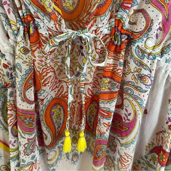 NWT Bleu Rod Beattie size Large Semi Sheer Paisley Swim Cover Up Dress Floral - Picture 7 of 7